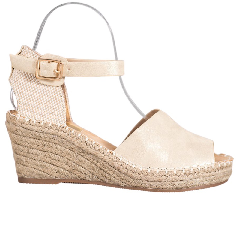 Evento Casualowe Sandały Na Koturnie brązowe żółte