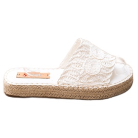 Seastar Klapki Na Słomkowej Platformie białe