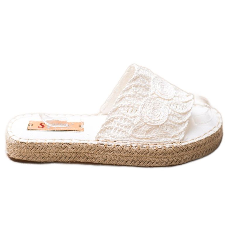 Seastar Klapki Na Słomkowej Platformie białe