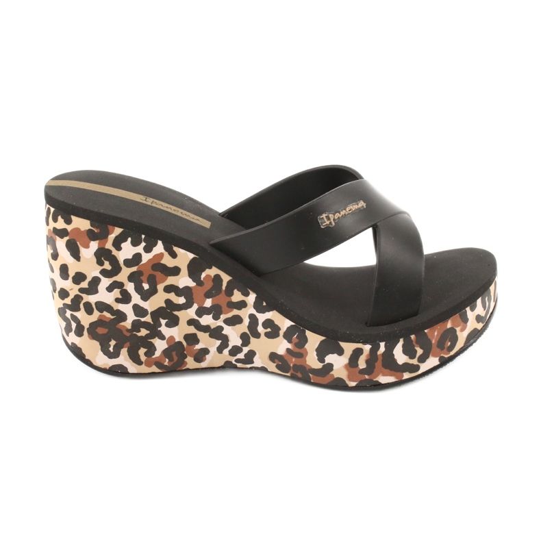 Klapki na koturnie damskie Ipanema 82856 brązowe czarne