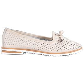 SHELOVET Skórzane Obuwie Z Ażurowym Wzorem brązowe