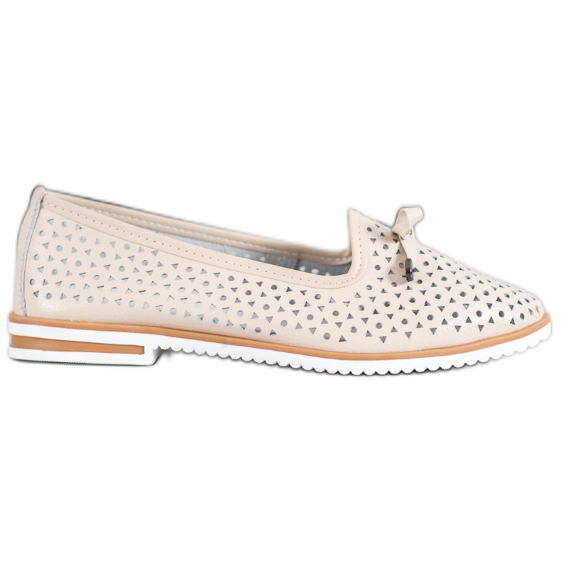 SHELOVET Skórzane Obuwie Z Ażurowym Wzorem brązowe