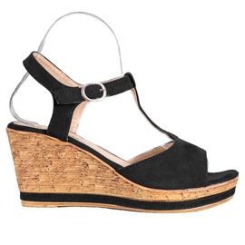 GOLL Zamszowe Koturny czarne