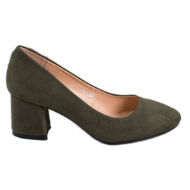 Fama Zamszowe Czółenka Na Słupku zielone