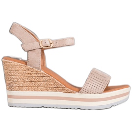 Weide Modne Koturny Z Zamszu beżowy