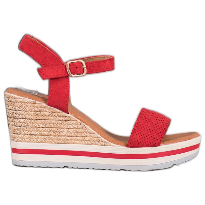 Weide Modne Koturny Z Zamszu czerwone