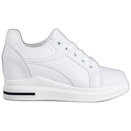 SHELOVET Białe Sneakersy Na Koturnie