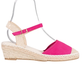 Best Shoes Różowe Sandały Espadryle