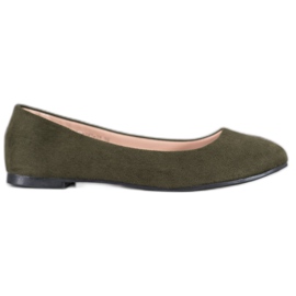 Best Shoes Zamszowe Baleriny zielone