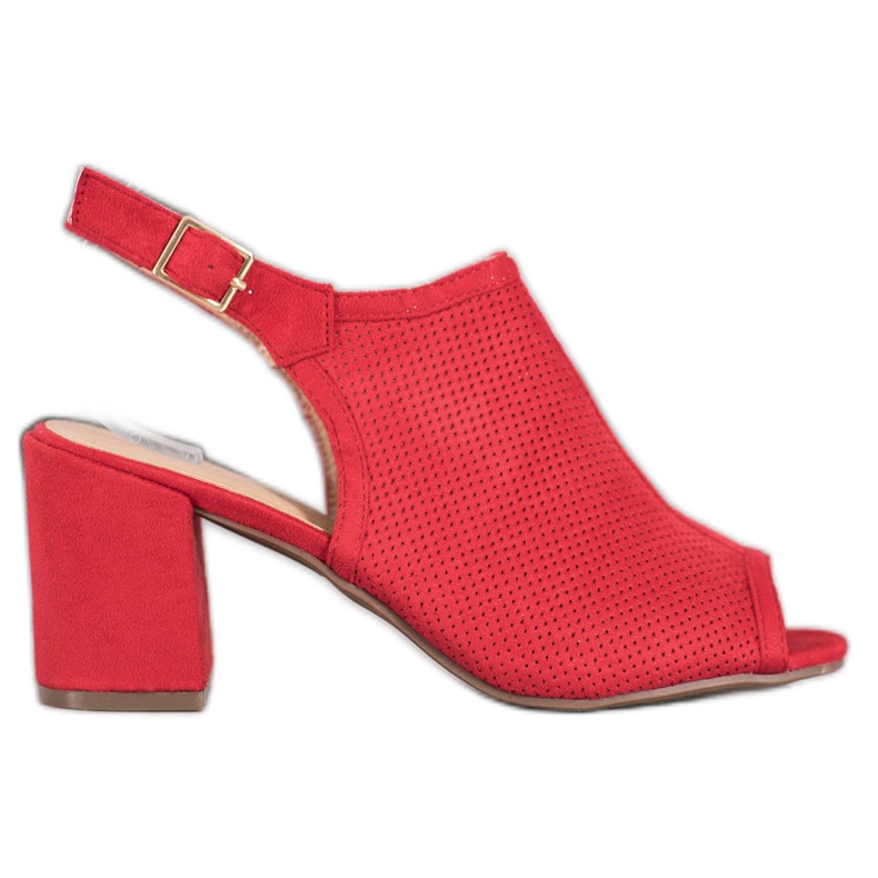 SHELOVET Klasyczne Zabudowane Sandałki czerwone