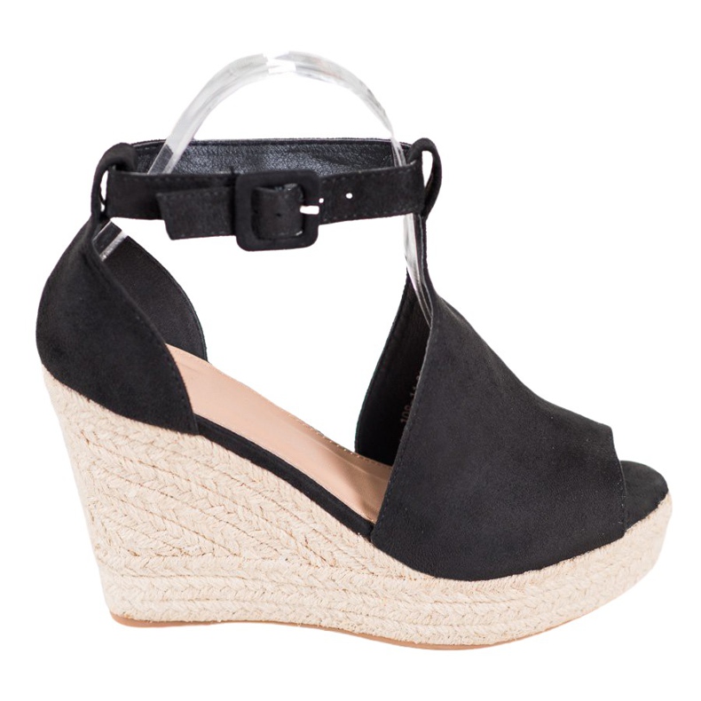 Queen Vivi Zabudowane Zamszowe Koturny czarne