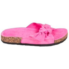 SHELOVET Zamszowe Klapki Na Platformie różowe