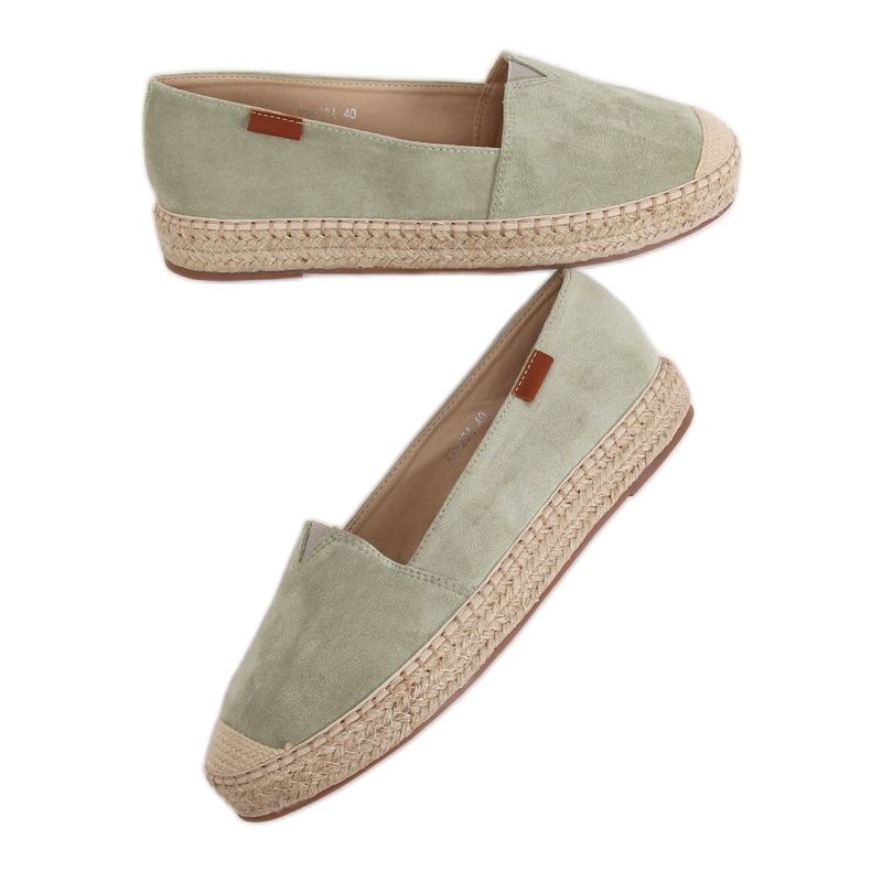 Espadryle klasyczne seledynowe 99-23A Green zielone