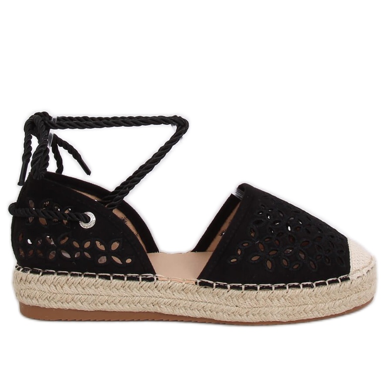 Espadryle wiązane na kostkę czarne G1573 Black