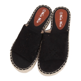 Klapki ażurowe espadryle czarne 99-62A Black