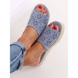 Klapki ażurowe espadryle niebieskie 99-62A Blue