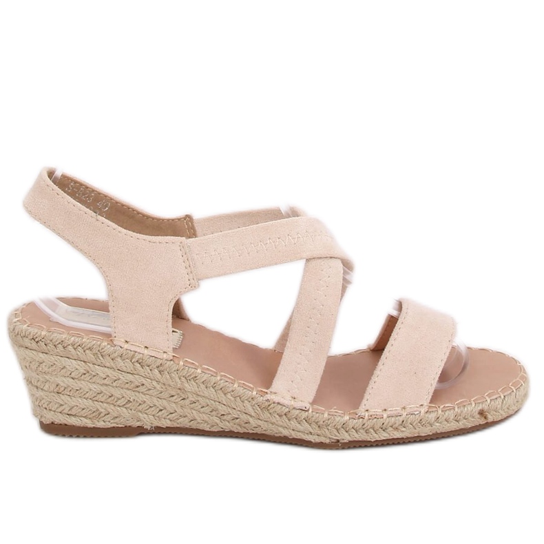 Sandałki na koturnie espadryle beżowe S-823 Beige beżowy