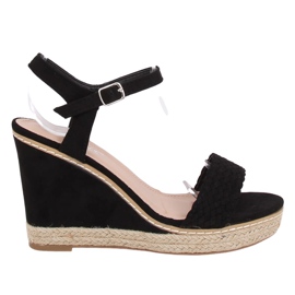 Espadryle na koturnie czarne 100-937SC-1 Black