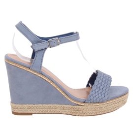 Espadryle na koturnie niebieskie 100-937SC-1 Blue