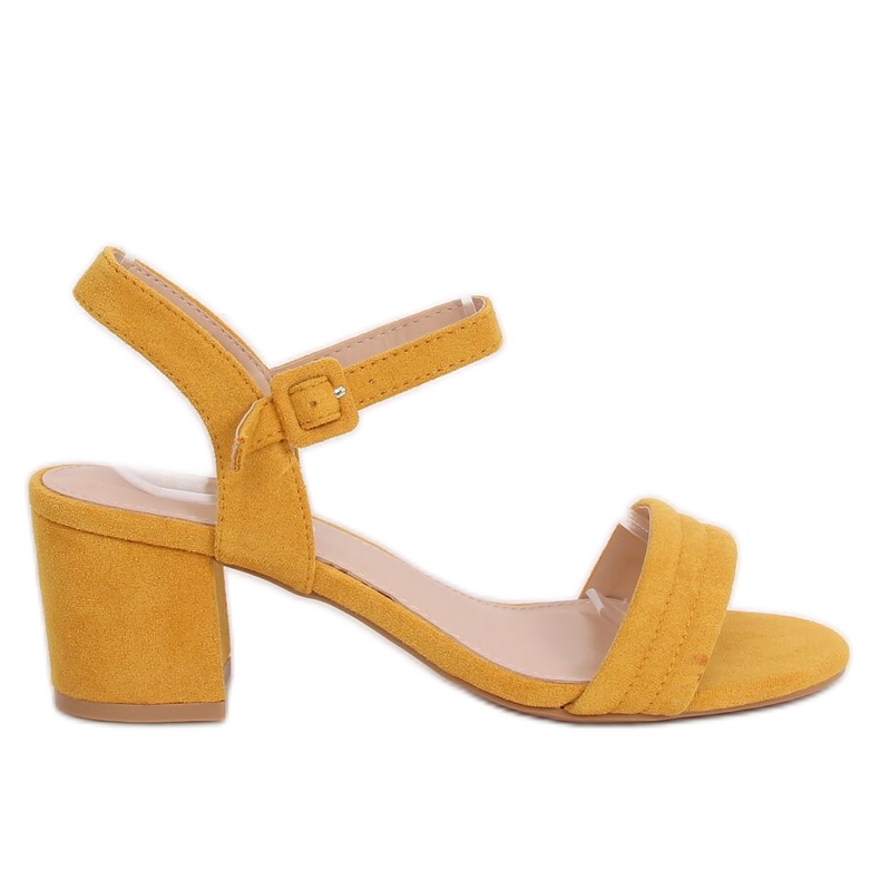 Sandałki na obcasie miodowe 99-61A Yellow żółte