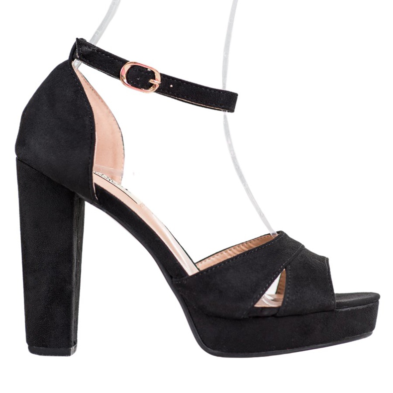 Clowse Czarne Sandałki Na Obcasie