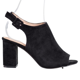 SHELOVET Zabudowane Sandałki Na Obcasie czarne