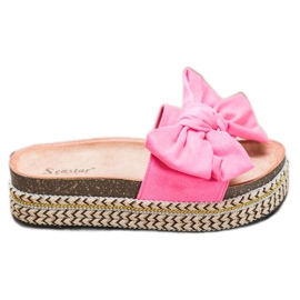 Seastar Klapki Z Kokardą Na Platformie różowe