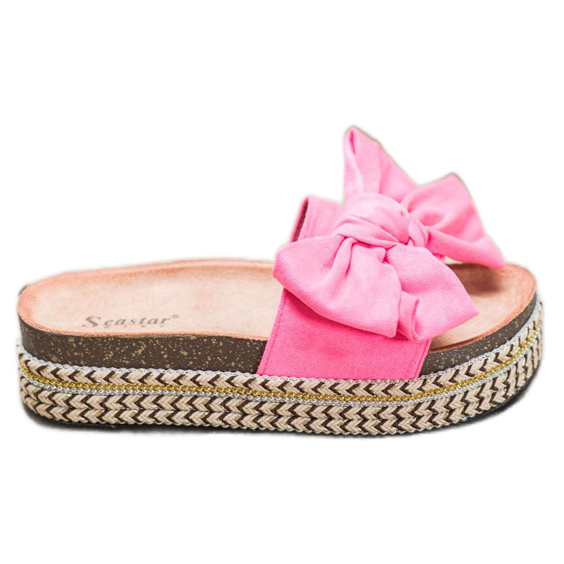Seastar Klapki Z Kokardą Na Platformie różowe