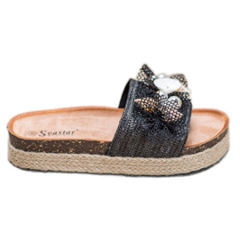 Seastar Stylowe Klapki Z Siateczką czarne