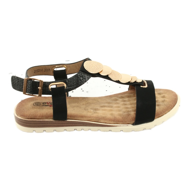 Modne czarne sandały damskie Evento 20SD14 2067 żółte