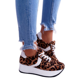 NFR Sportowe Damskie Buty Leopard SportFreak białe brązowe