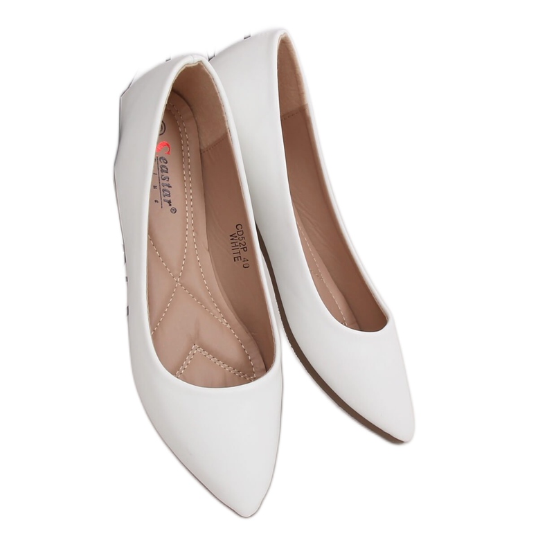 Balerinki migdałowe noski białe CD52P White