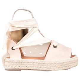 SHELOVET Espadryle Open Toe brązowe