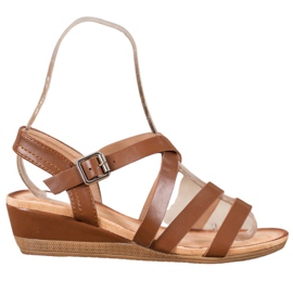 Mannika Casualowe Buty Na Koturnie brązowe