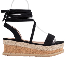 Seastar Wiązane Sandały Z Zamszu czarne