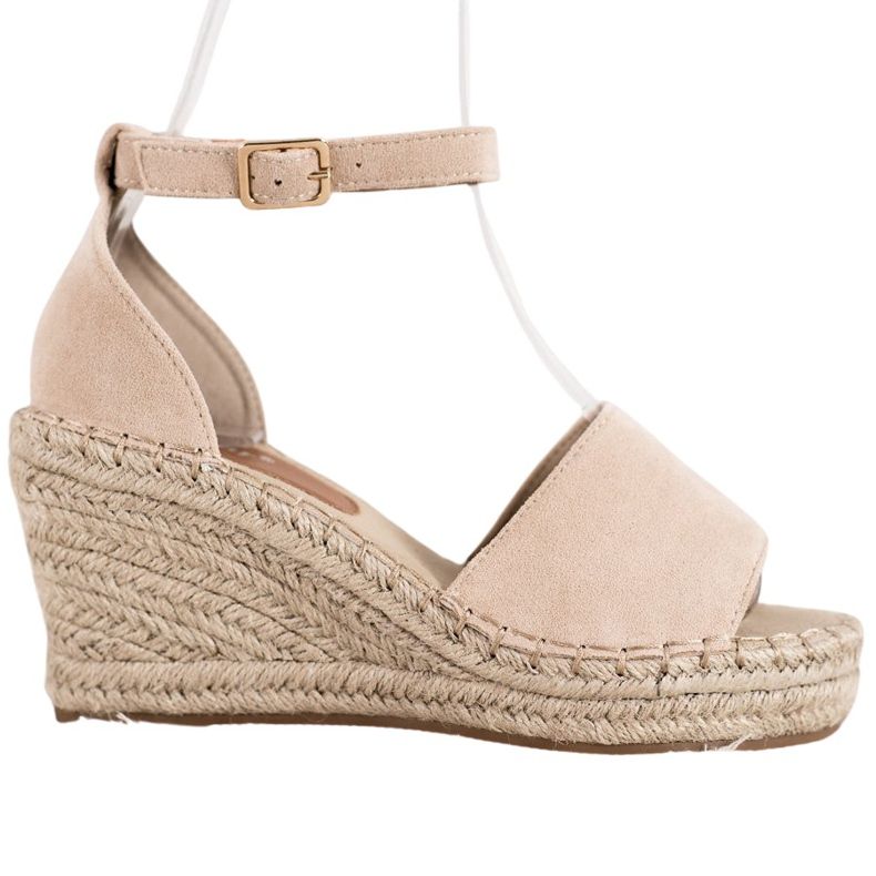 Seastar Sandałki Na Słomkowej Koturnie brązowe