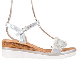 Mannika Eleganckie Koturny Ze Zdobieniami szare