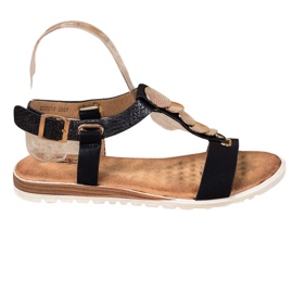 Evento Czarne Sandałki Z Ozdobami