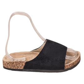 SHELOVET Czarne Klapki Na Platformie