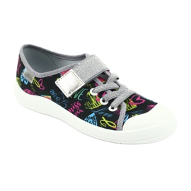 Befado obuwie dziecięce 251Q137 czarne różowe srebrny szare