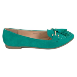 Nio Nio Eleganckie Mokasyny Z Frędzlami zielone