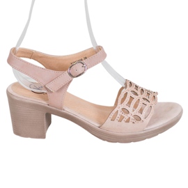 Kylie Wygodne Sandały Na Grubym Słupku brązowe