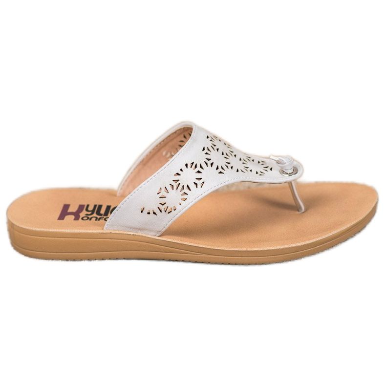 Kylie Klapki Z Ażurowym Wzorem białe