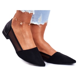 EVE Baleriny Damskie Z Siateczką Zamsz Czarne Fibe