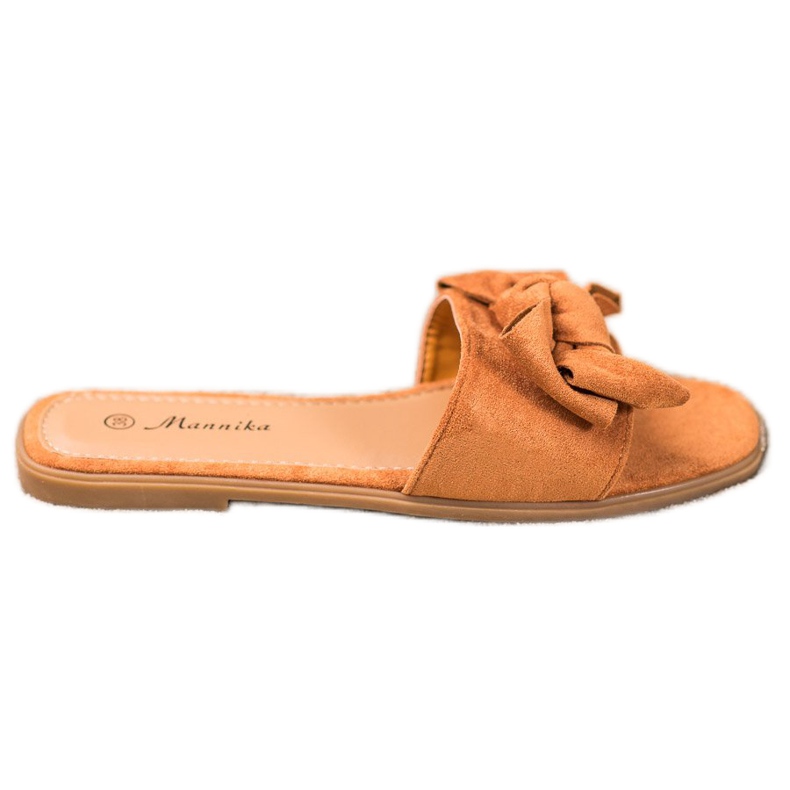 Mannika Klapki Z Kokardą brązowe