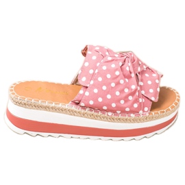 SHELOVET Klapki Na Wysokiej Platformie różowe