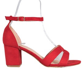 Mannika Zamszowe Sandałki czerwone