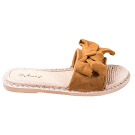 Anesia Paris Stylowe Klapki Z Zamszu brązowe