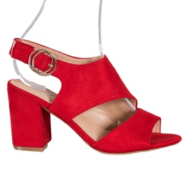 Mannika Czerwone Sandały Na Obcasie