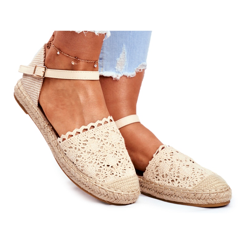 Espadryle Damskie Na Platformie Lniane Beżowe Vienna beżowy